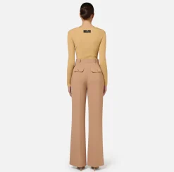 Elisabetta Franchi Knitwear And Sweatshirts|Viscose cardigan with pleated effect Bronze