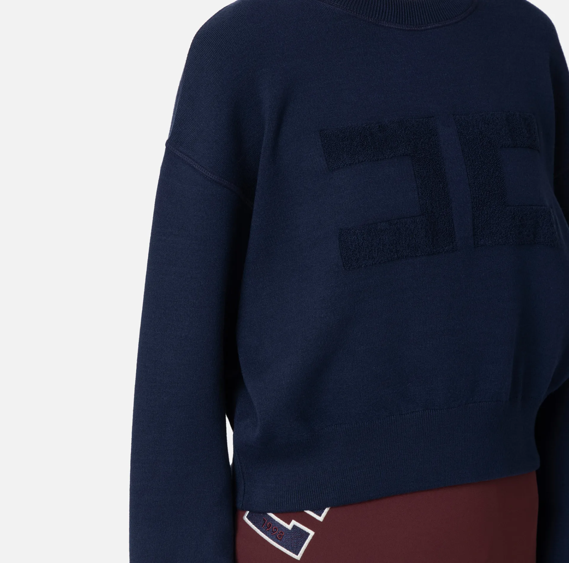 Elisabetta Franchi Knitwear And Sweatshirts|Viscose cropped sweatshirt with logo embroidery Navy
