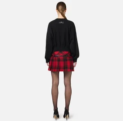 Elisabetta Franchi Knitwear And Sweatshirts|Viscose cropped sweatshirt with logo embroidery Black