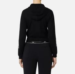 Elisabetta Franchi Knitwear And Sweatshirts|Viscose cropped sweatshirt with logo bands Black/Butter