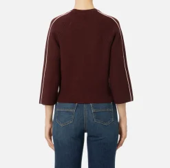 Elisabetta Franchi Knitwear And Sweatshirts|Viscose cropped top with logo patch RougeNoir/Butter