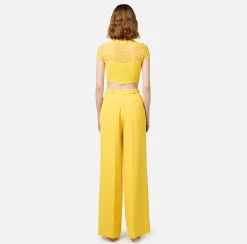 Elisabetta Franchi Top And T-Shirts|Viscose cropped top with herringbone pattern Mimosa
