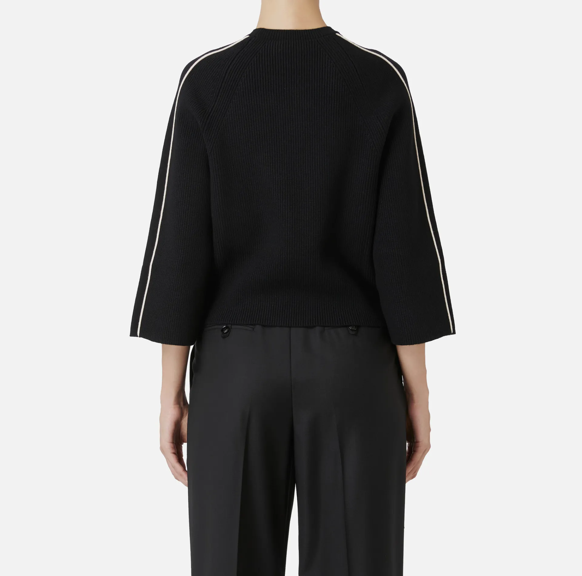 Elisabetta Franchi Knitwear And Sweatshirts|Viscose cropped top with logo patch Black/Butter