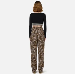 Elisabetta Franchi Knitwear And Sweatshirts|Viscose cropped top with logo bands Black/Butter