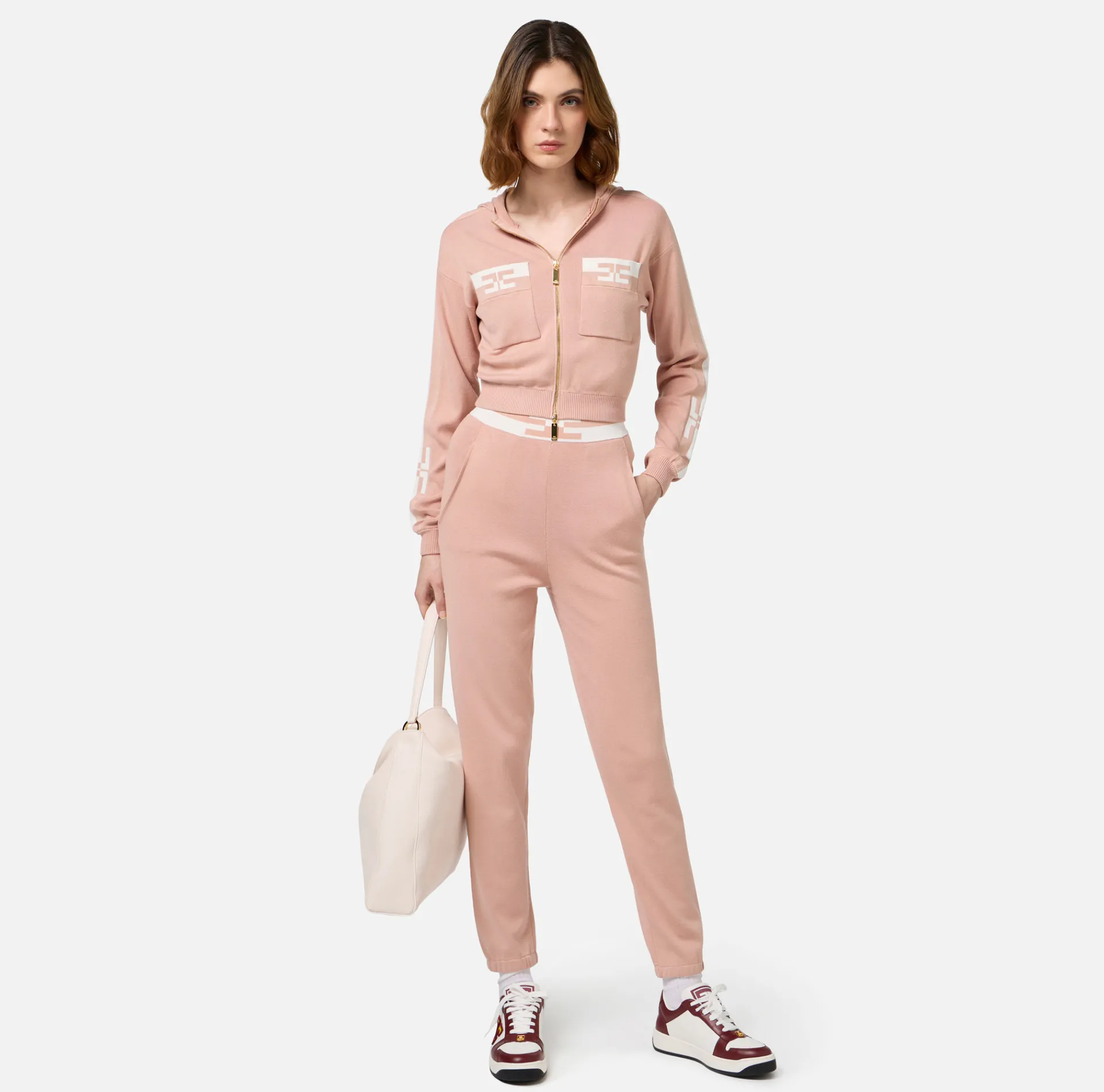 Elisabetta Franchi Trousers And Shorts|Viscose jogger trousers with logo bands