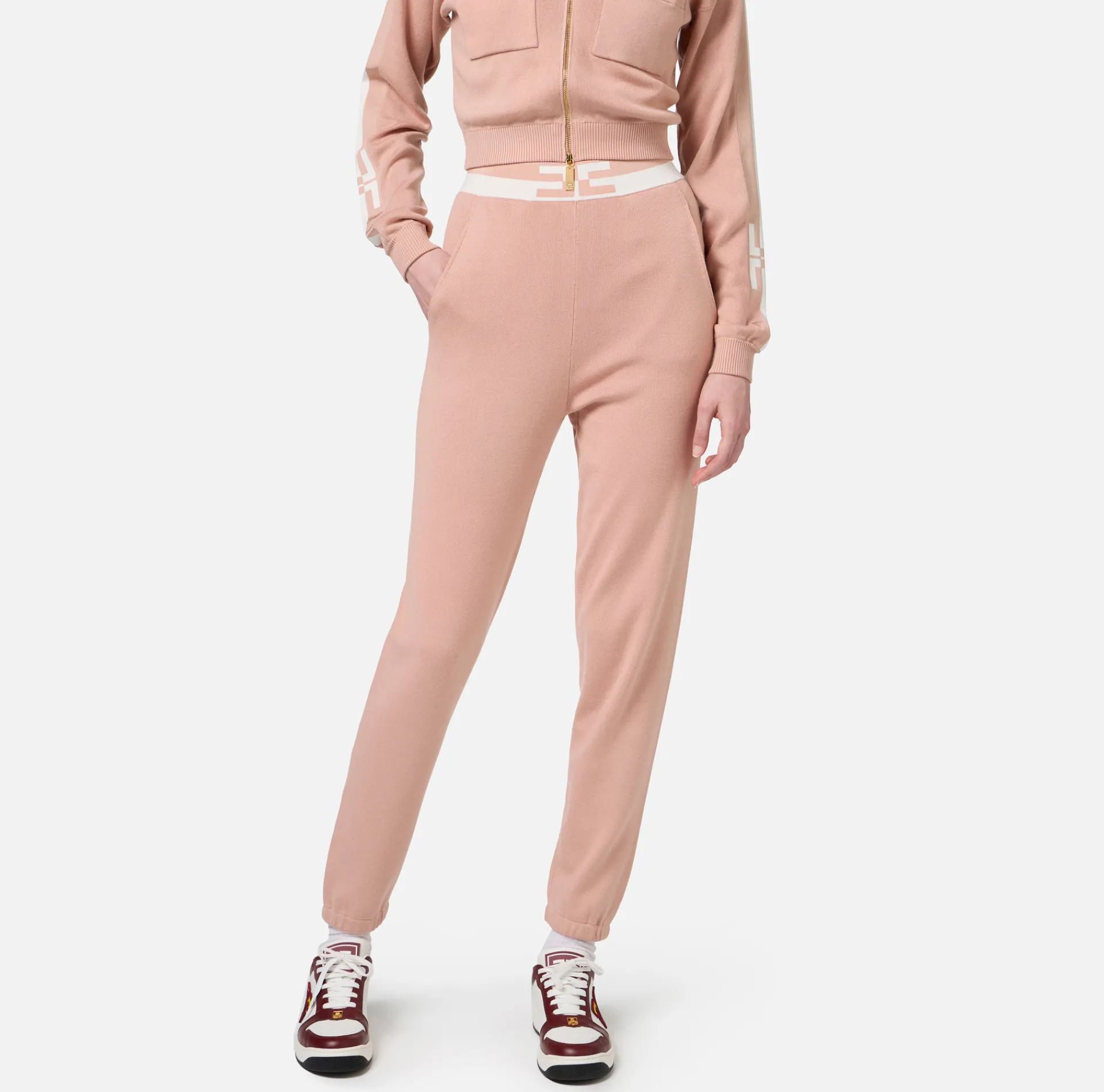 Elisabetta Franchi Trousers And Shorts|Viscose jogger trousers with logo bands