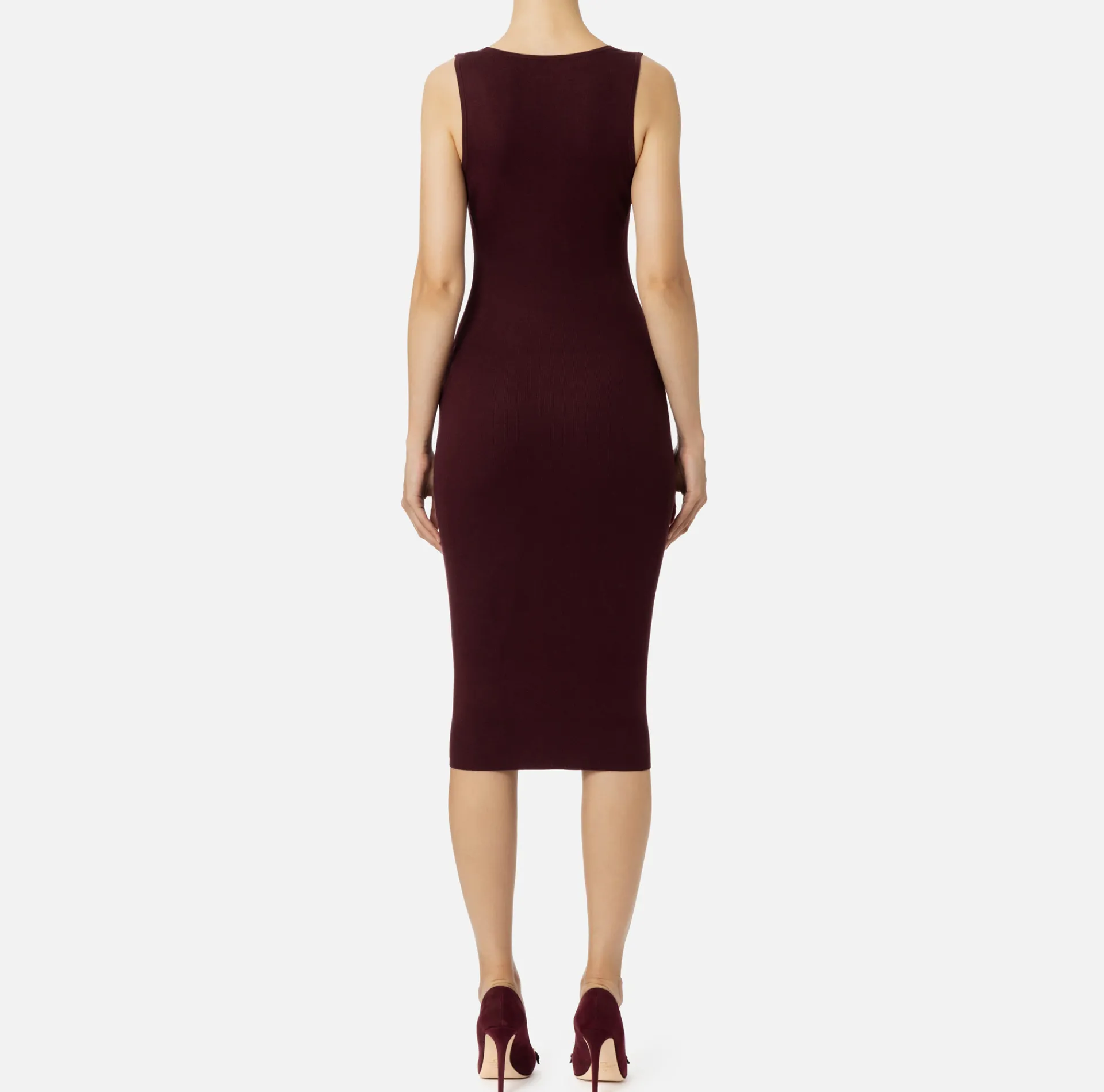 Elisabetta Franchi Midi Dresses|Knitted Dresses|Viscose midi dress with logo bands Gold