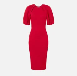 Elisabetta Franchi Knitted Dresses|Midi Dresses|Viscose midi dress with zip detail RedPassion