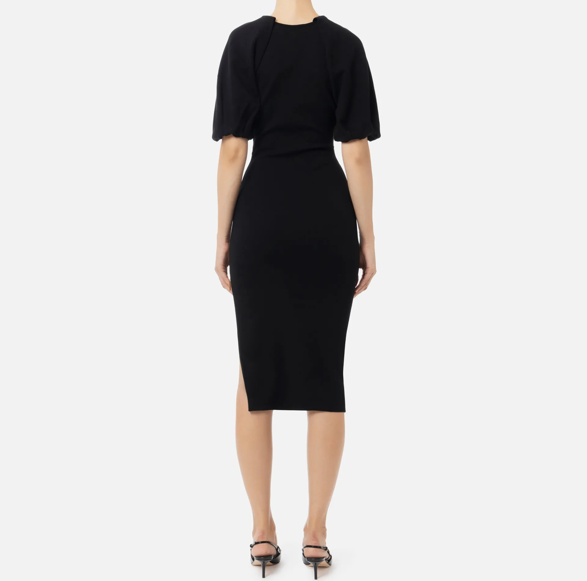 Elisabetta Franchi Knitted Dresses|Midi Dresses|Viscose midi dress with zip detail Black