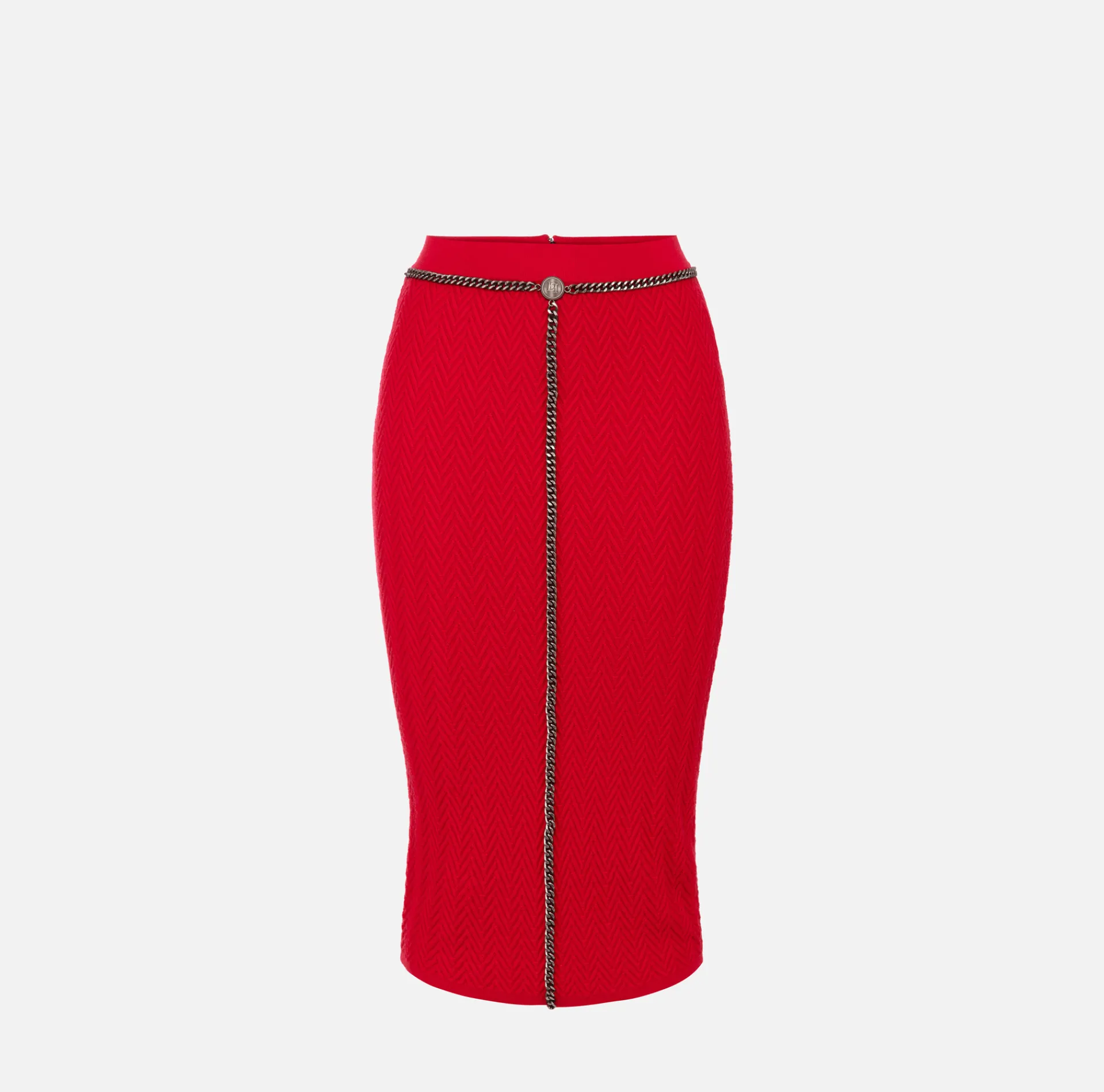 Elisabetta Franchi Skirts|Viscose midi skirt with chain RedPassion