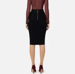 Elisabetta Franchi Skirts|Viscose midi skirt with chain Black