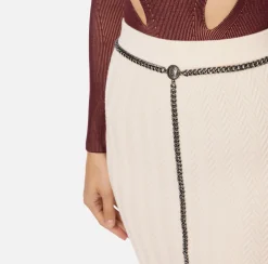 Elisabetta Franchi Skirts|Viscose midi skirt with chain Butter