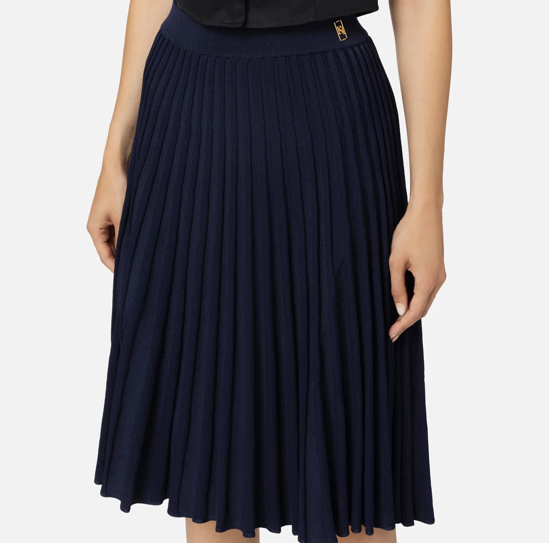 Elisabetta Franchi Skirts|Viscose midi skirt with pleated effect Navy