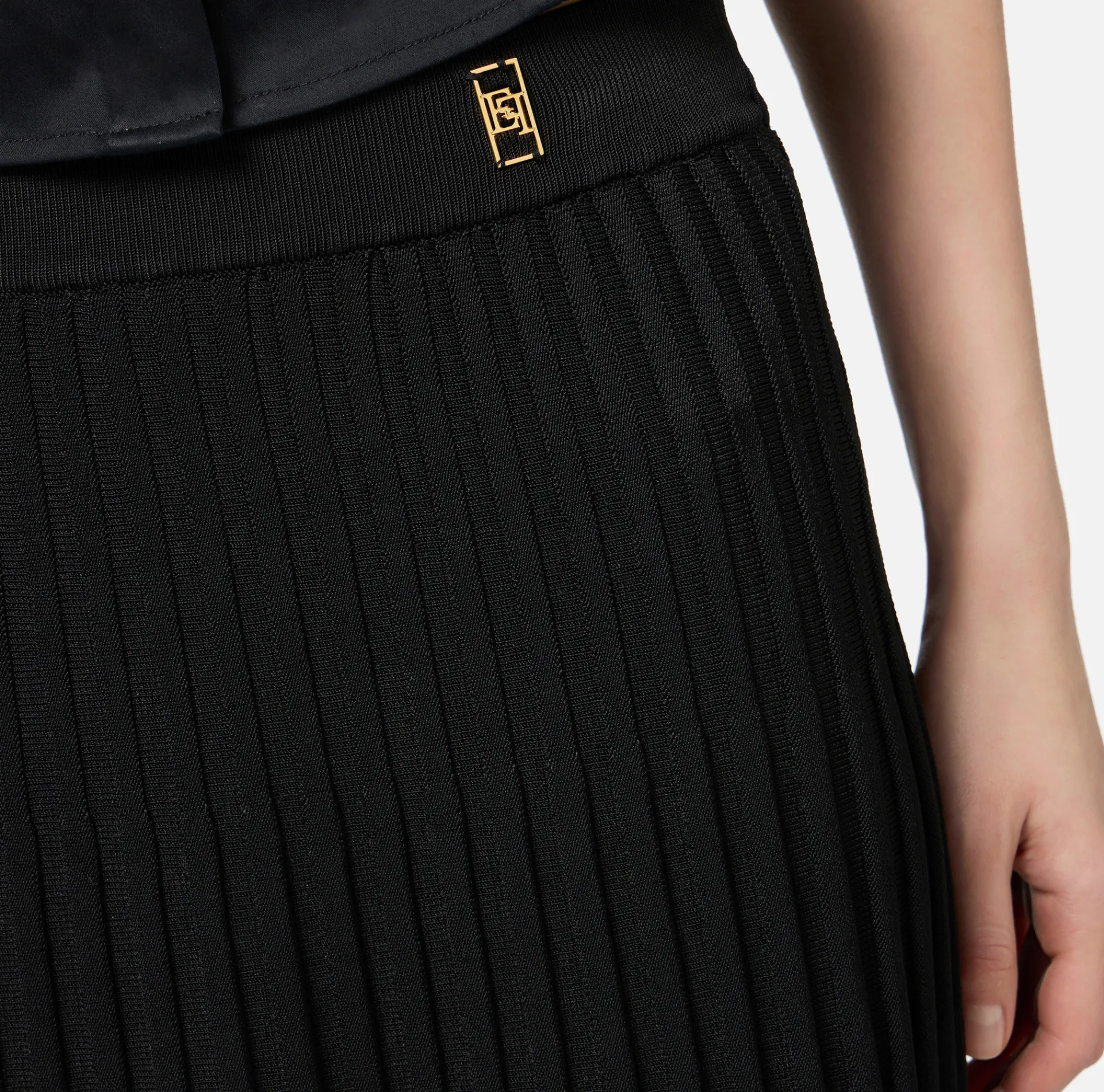 Elisabetta Franchi Skirts|Viscose midi skirt with pleated effect Black
