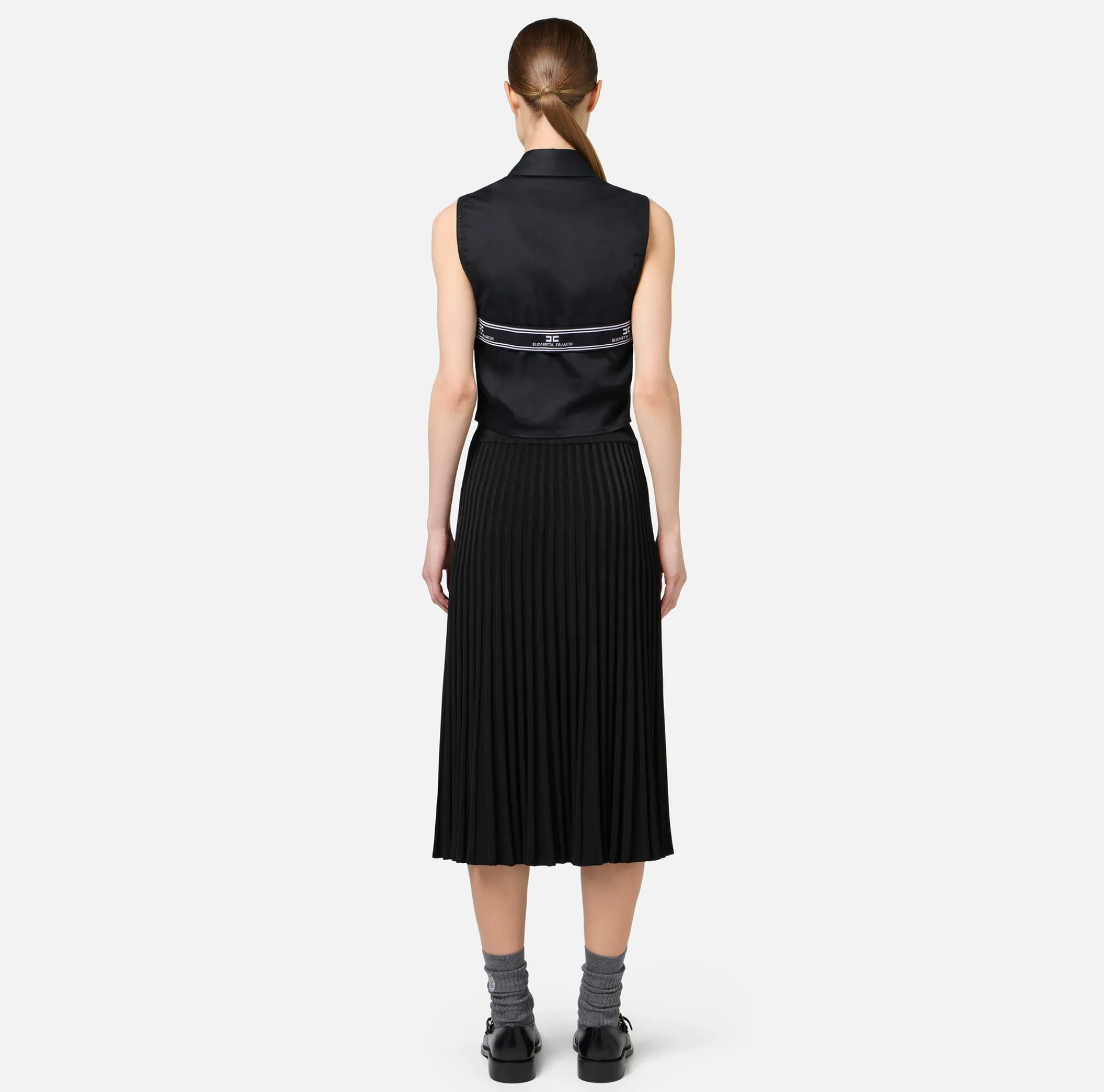 Elisabetta Franchi Skirts|Viscose midi skirt with pleated effect Black