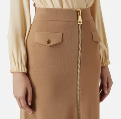 Elisabetta Franchi Skirts|Viscose midi skirt with zip Camel
