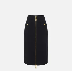 Elisabetta Franchi Skirts|Viscose midi skirt with zip Black