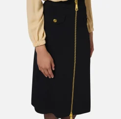 Elisabetta Franchi Skirts|Viscose midi skirt with zip Black