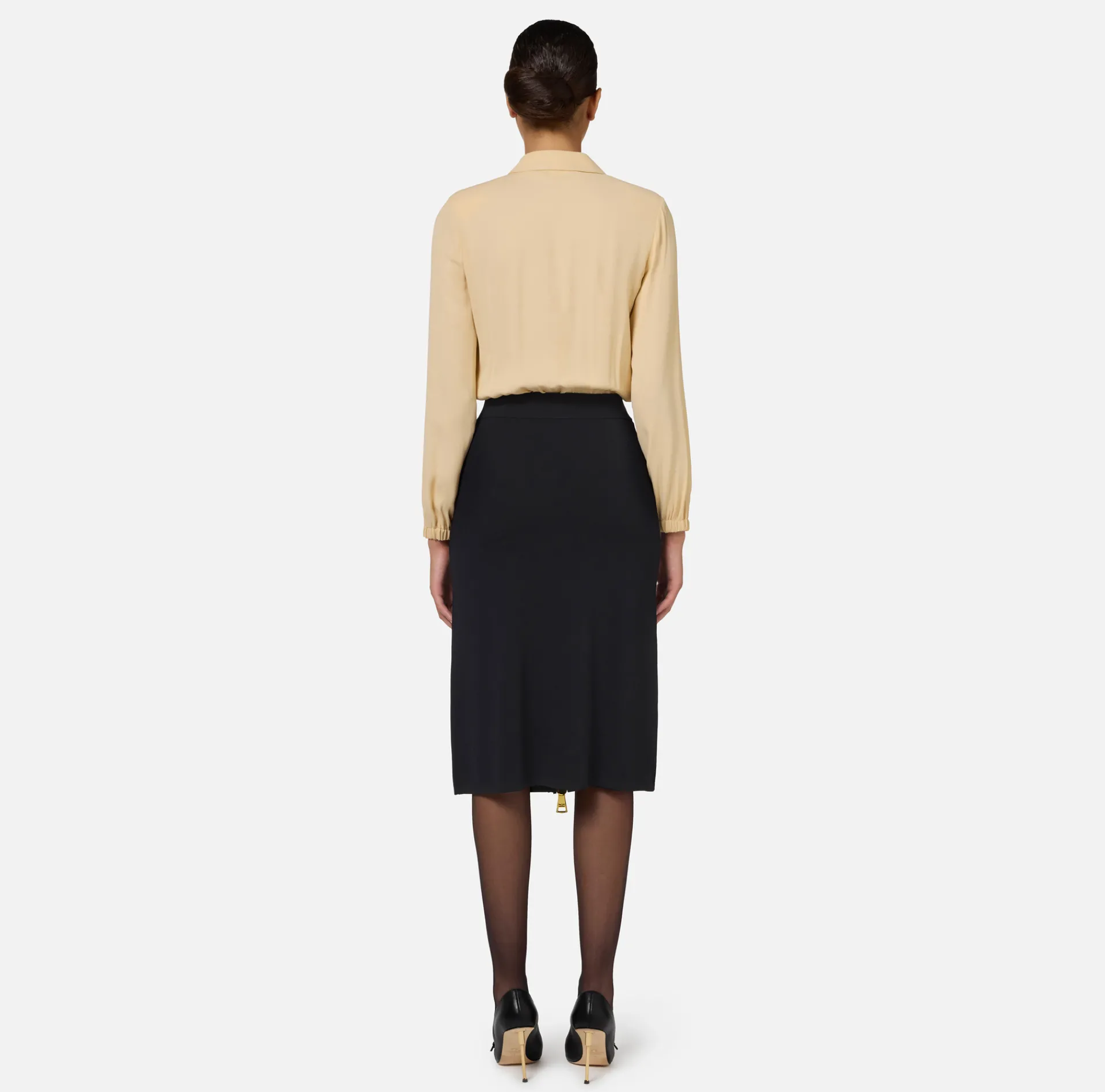 Elisabetta Franchi Skirts|Viscose midi skirt with zip Black