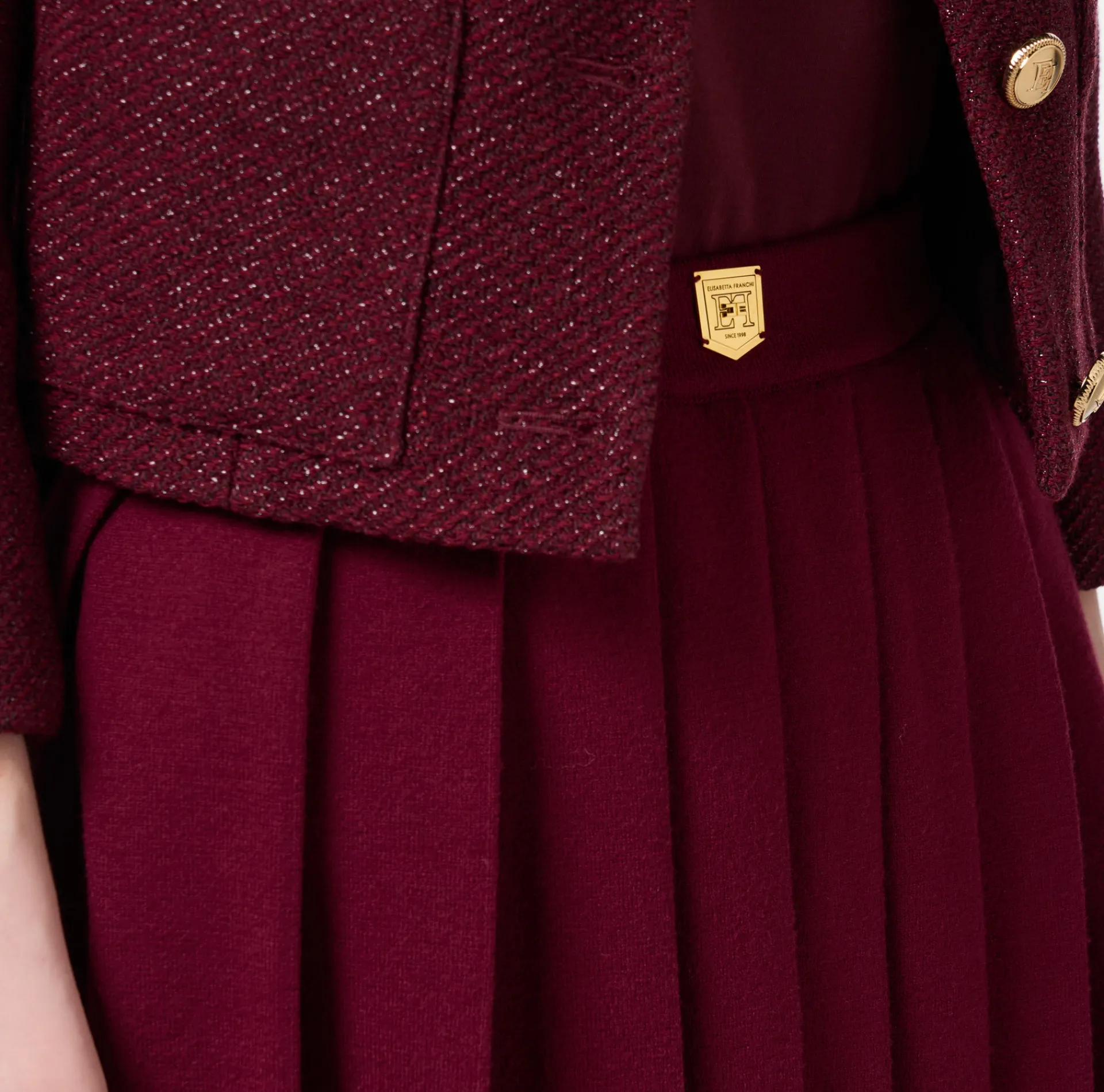 Elisabetta Franchi Skirts|Viscose pleated miniskirt with a college-style look RougeNoir
