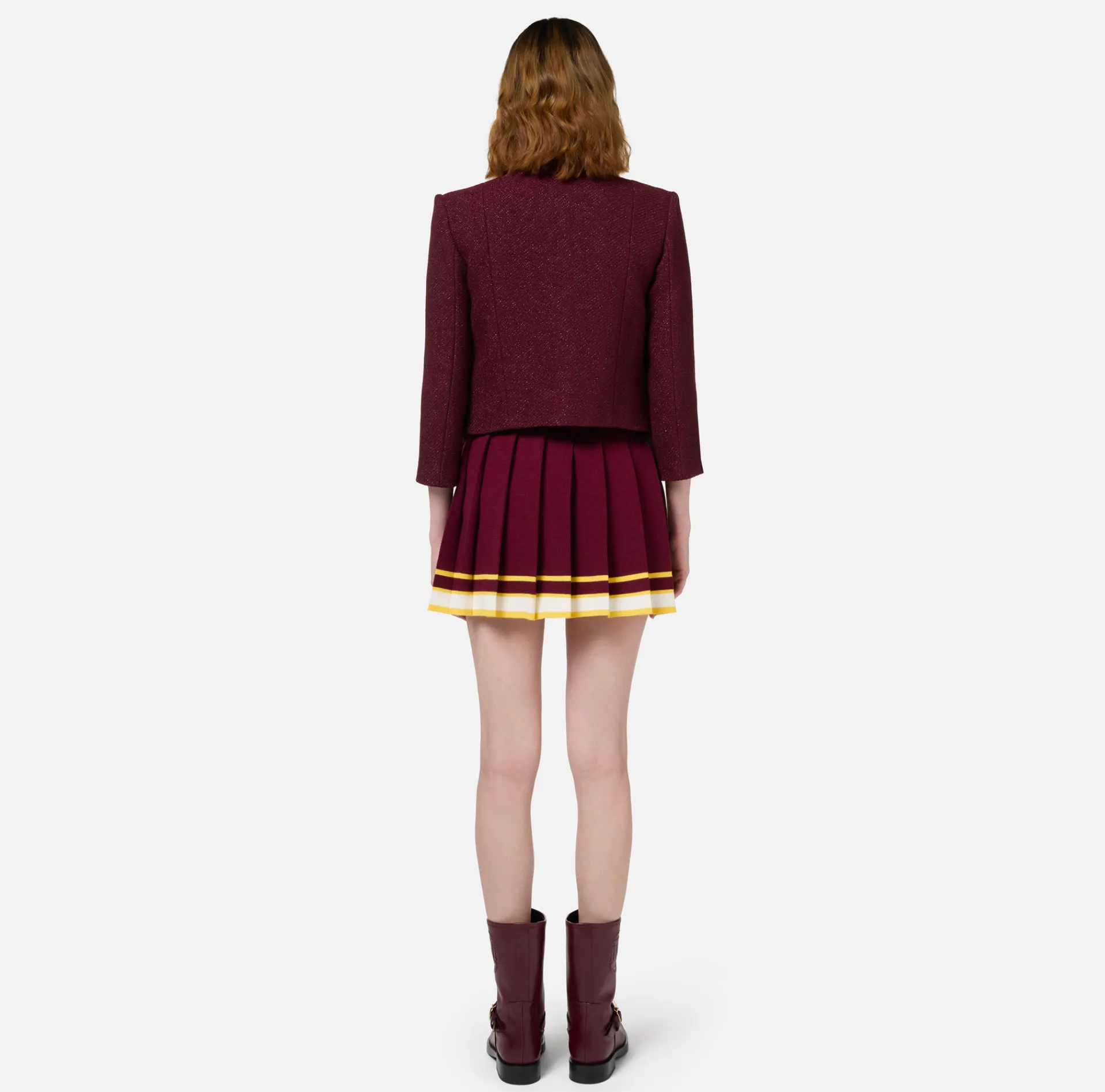 Elisabetta Franchi Skirts|Viscose pleated miniskirt with a college-style look RougeNoir