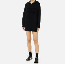 Elisabetta Franchi Mini Dresses|Knitted Dresses|Viscose sweatshirt dress with logo embroidery Black