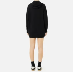 Elisabetta Franchi Mini Dresses|Knitted Dresses|Viscose sweatshirt dress with logo embroidery Black
