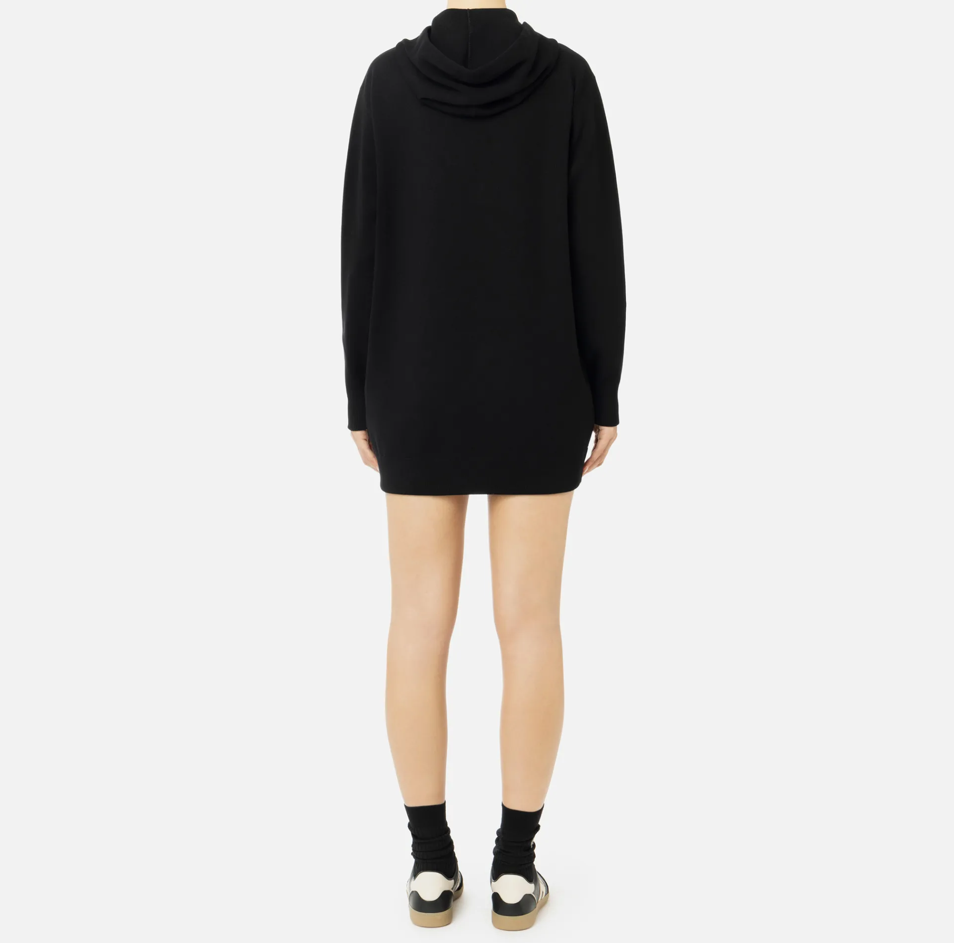 Elisabetta Franchi Mini Dresses|Knitted Dresses|Viscose sweatshirt dress with logo embroidery Black