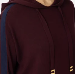 Elisabetta Franchi Knitwear And Sweatshirts|Viscose sweatshirt with hood and logo bands Gold
