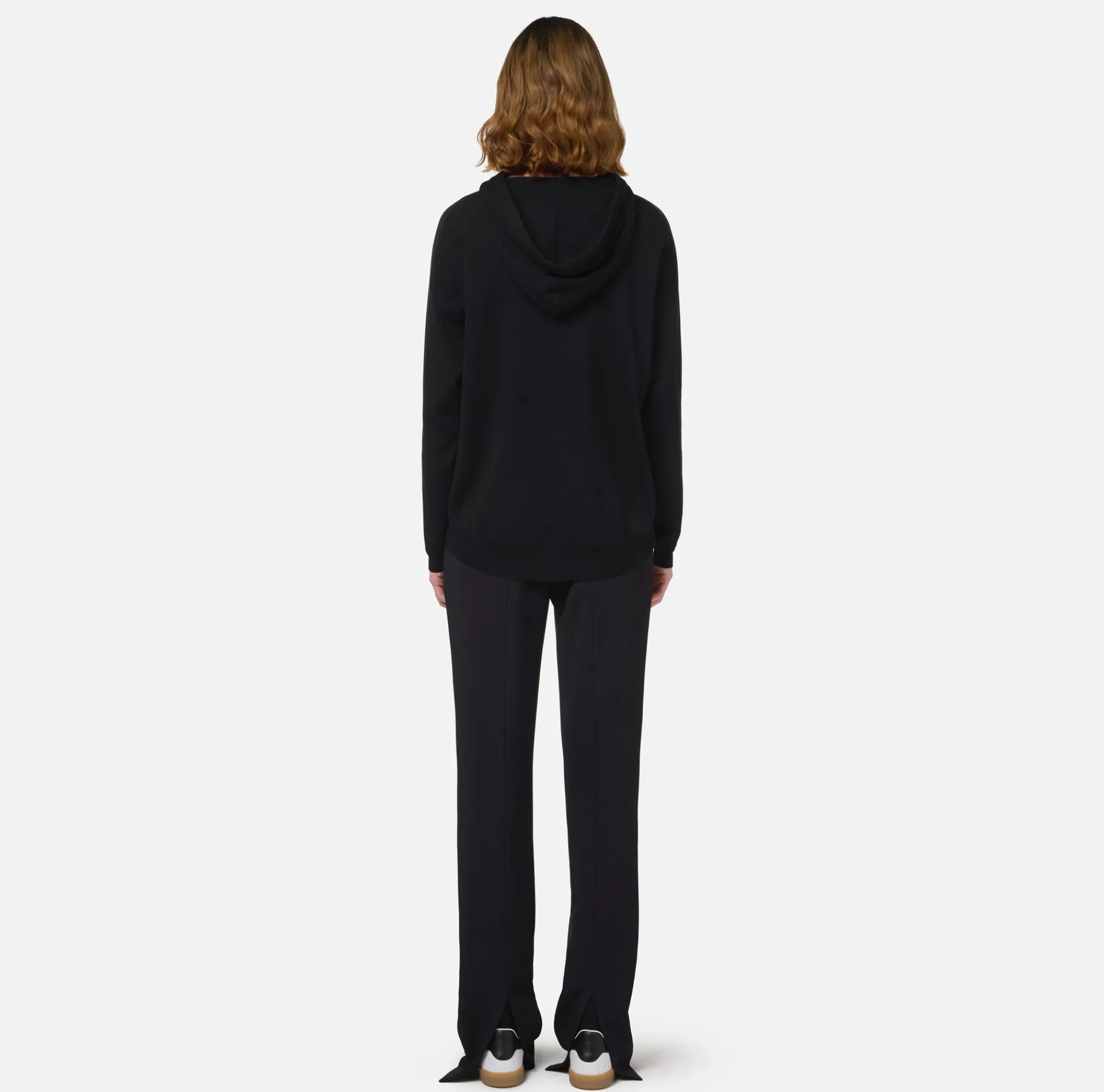 Elisabetta Franchi Knitwear And Sweatshirts|Viscose sweatshirt with hood and logo bands Black/Butter
