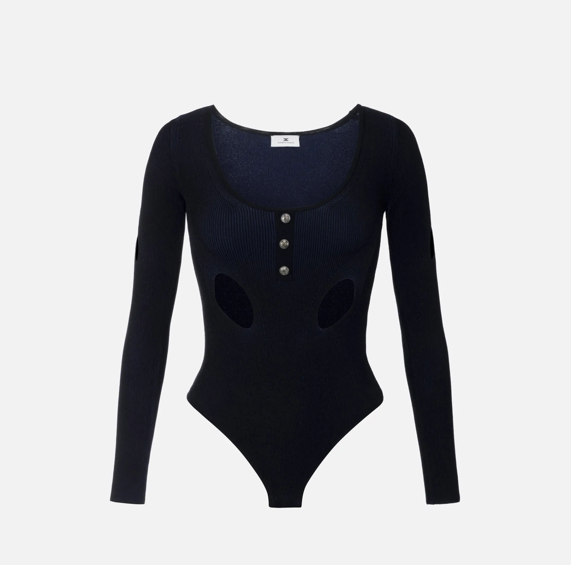 Elisabetta Franchi Top And T-Shirts|Viscose-blend bodysuit with cut-outs Black/Navy