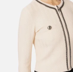 Elisabetta Franchi Knitwear And Sweatshirts|Viscose-blend cardigan with herringbone stitch Butter