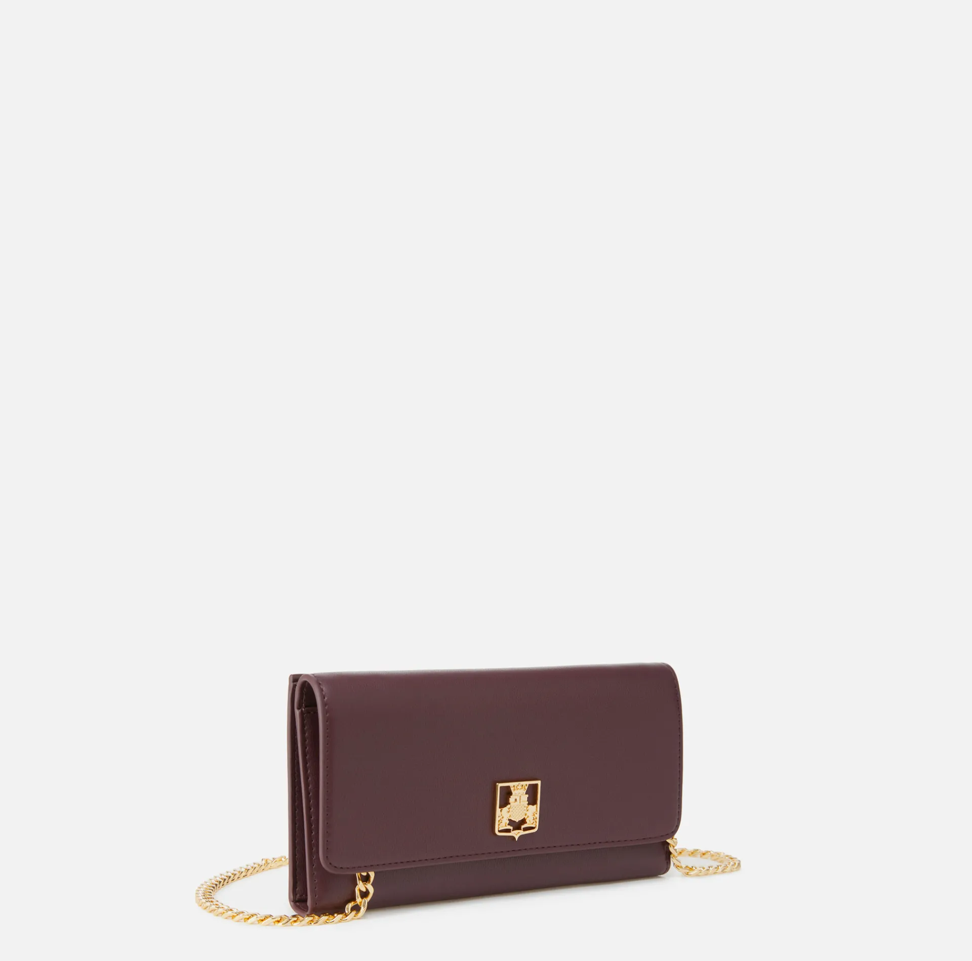 Elisabetta Franchi Clutch|Wallets|Wallet in synthetic material with golden metal shield RougeNoir