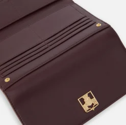 Elisabetta Franchi Clutch|Wallets|Wallet in synthetic material with golden metal shield RougeNoir