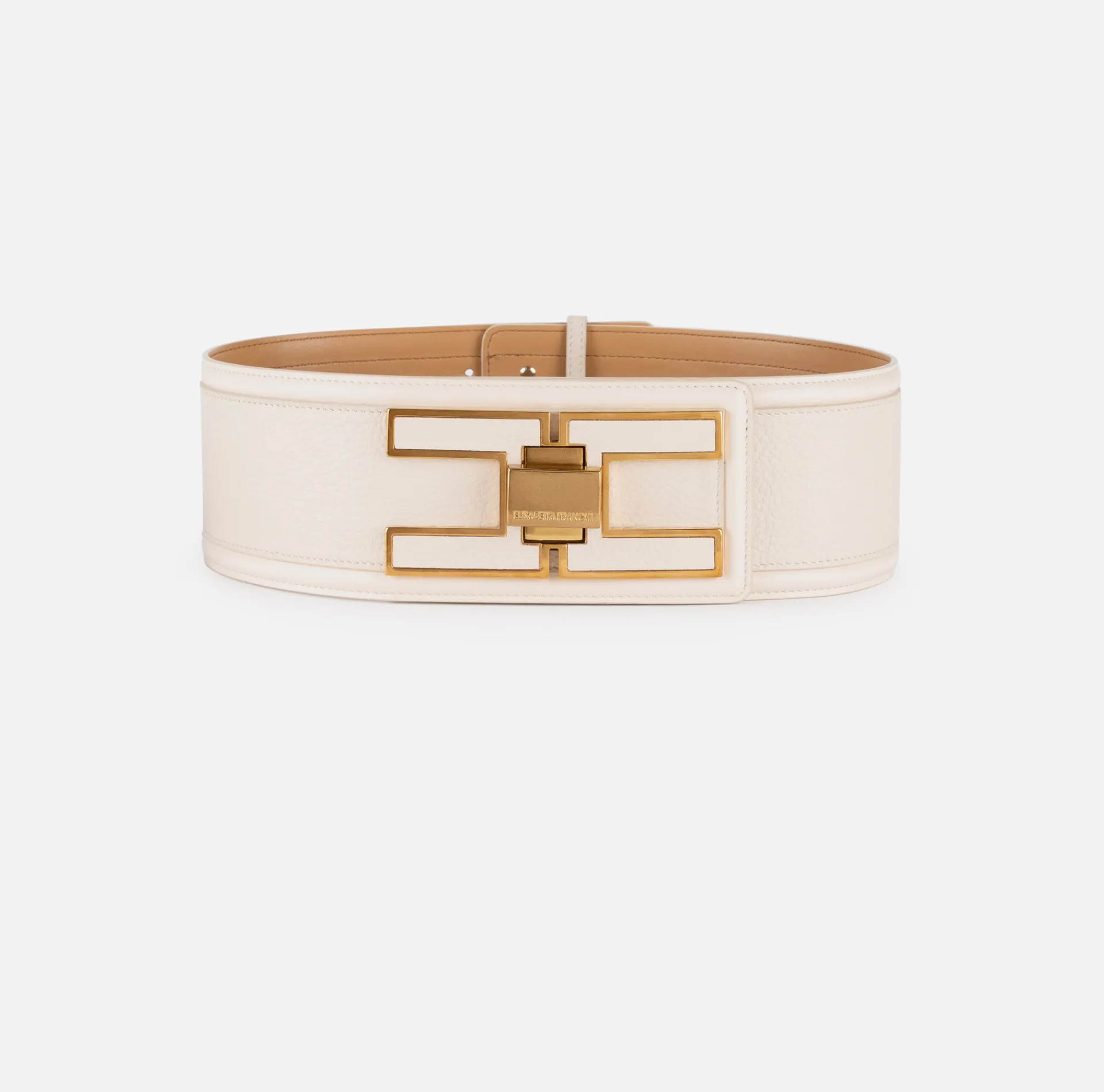 Elisabetta Franchi Belts|Wide leather belt with logo turn-lock Latex