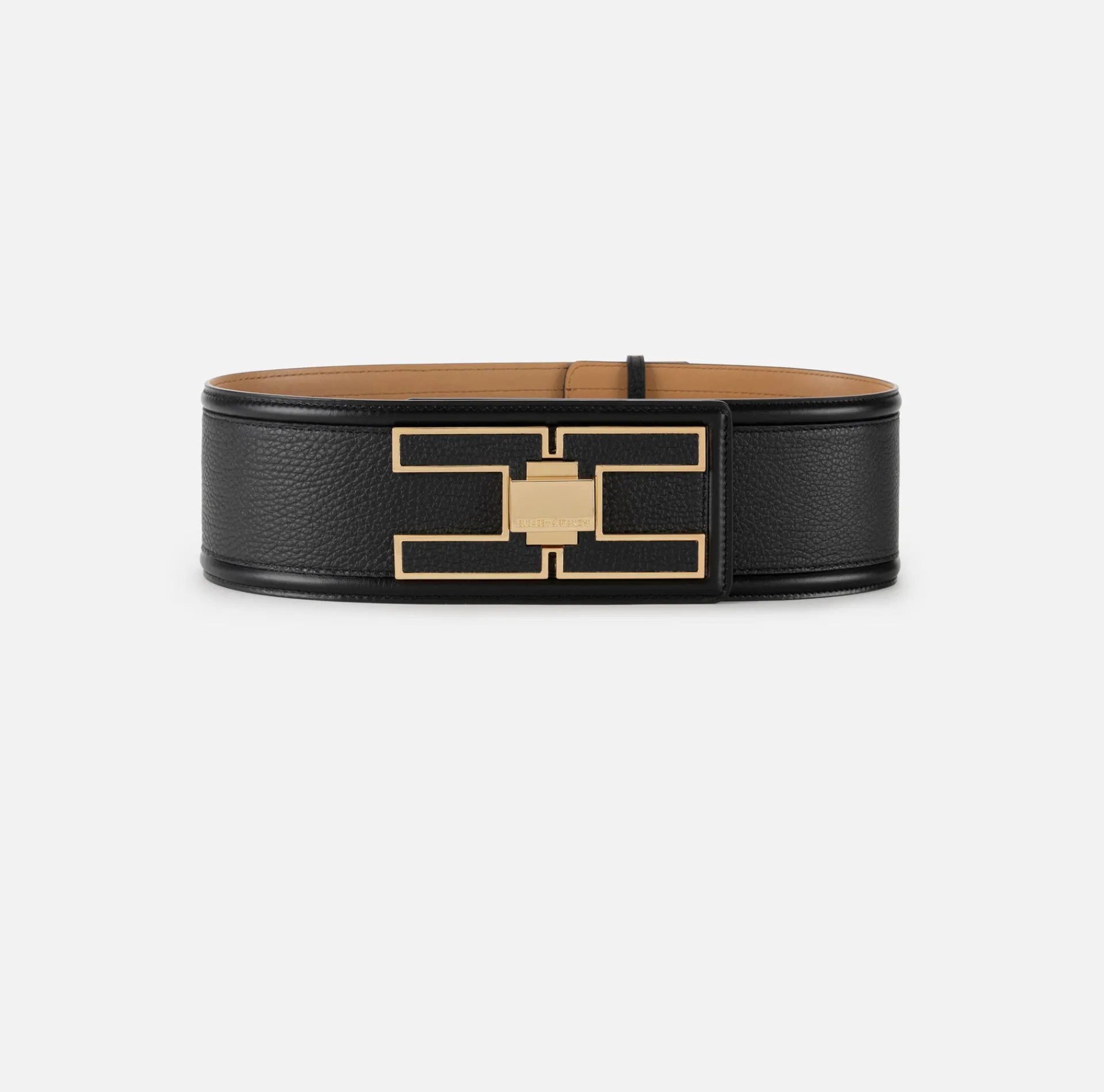 Elisabetta Franchi Belts|Wide leather belt with logo turn-lock Black