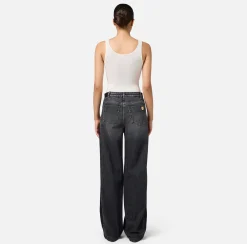 Elisabetta Franchi Jeans|Wide leg cotton jeans with nylon inserts Blackdenim
