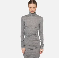 Elisabetta Franchi Midi Dresses|Dresses|Wool and jersey midi dress with logo