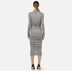 Elisabetta Franchi Midi Dresses|Dresses|Wool and jersey midi dress with logo