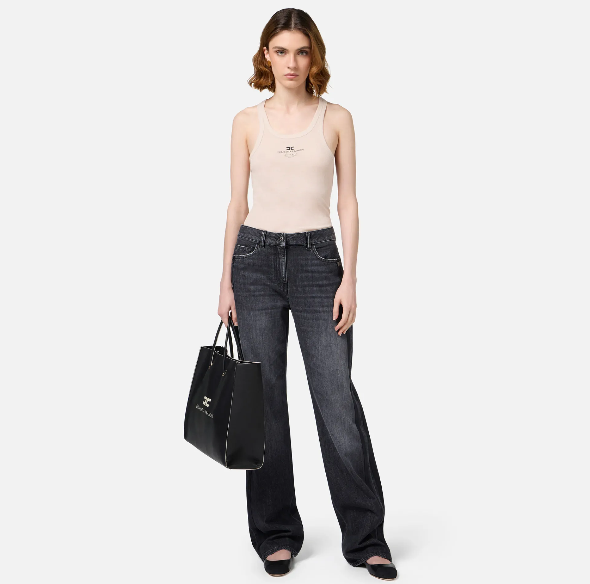 Elisabetta Franchi Top And T-Shirts|Wool and jersey top with logo Latex