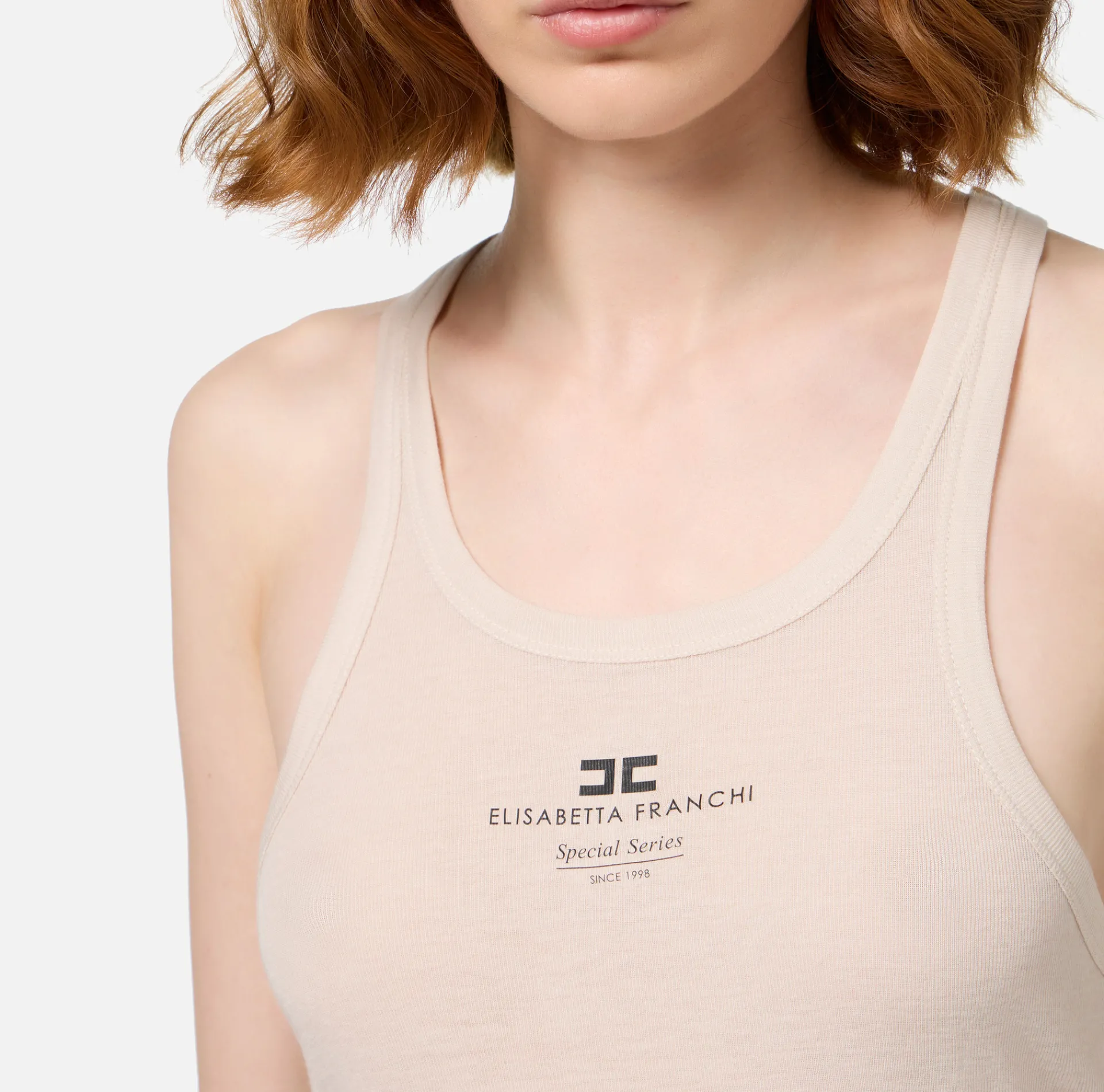 Elisabetta Franchi Top And T-Shirts|Wool and jersey top with logo Latex