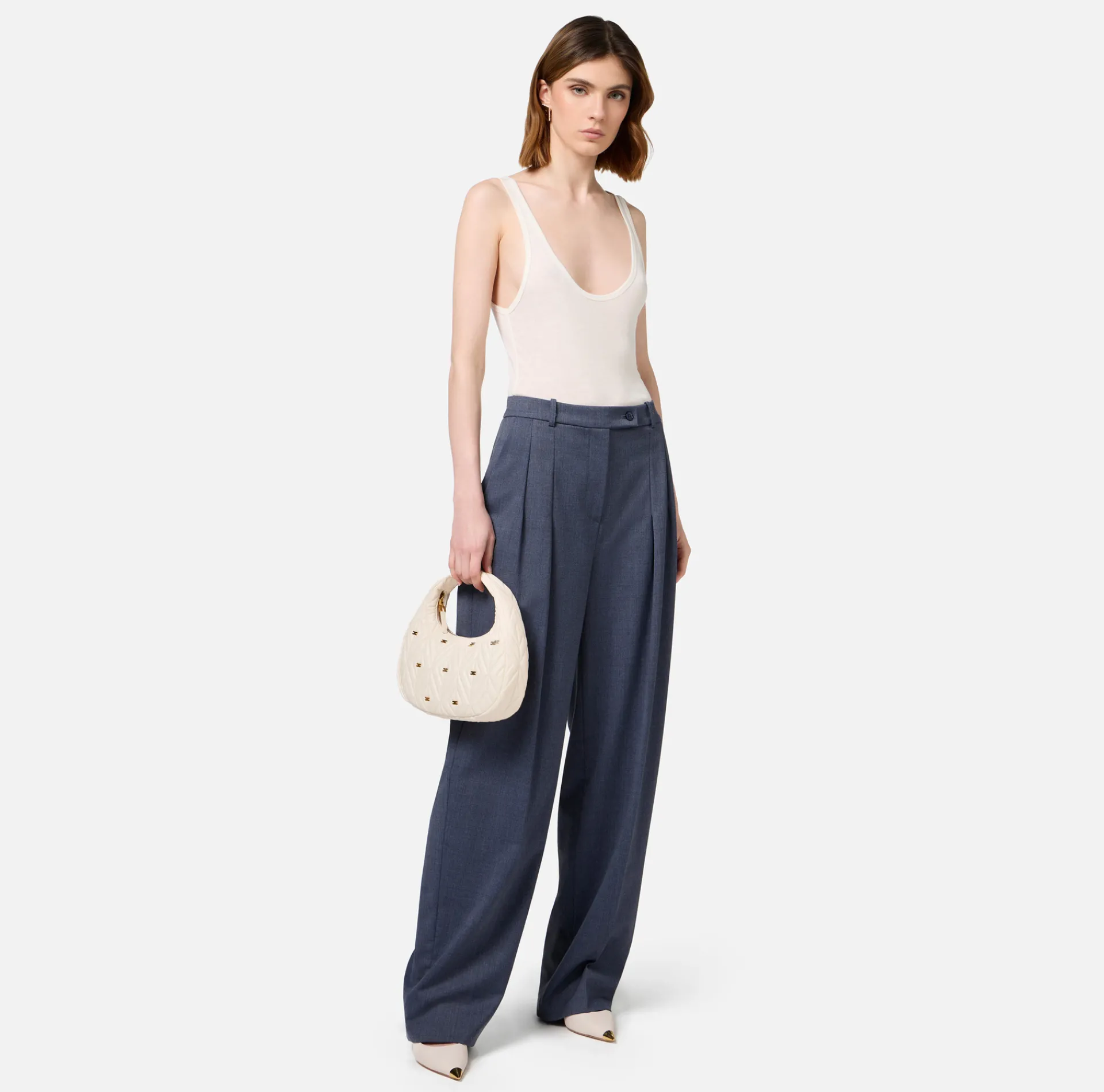 Elisabetta Franchi Top And T-Shirts|Wool and jersey top with logo
