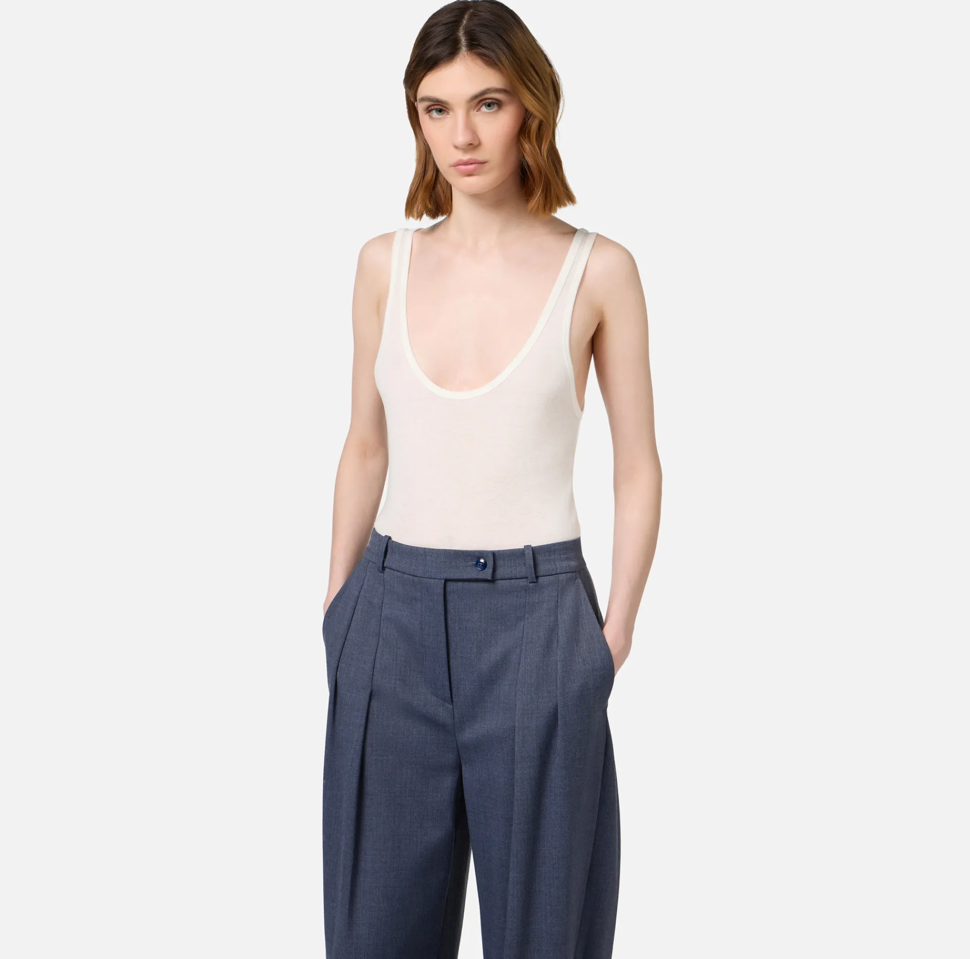 Elisabetta Franchi Top And T-Shirts|Wool and jersey top with logo