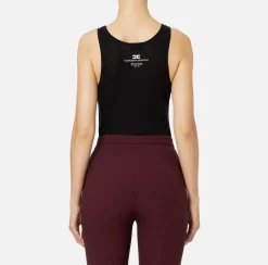 Elisabetta Franchi Top And T-Shirts|Wool and jersey top with logo Black