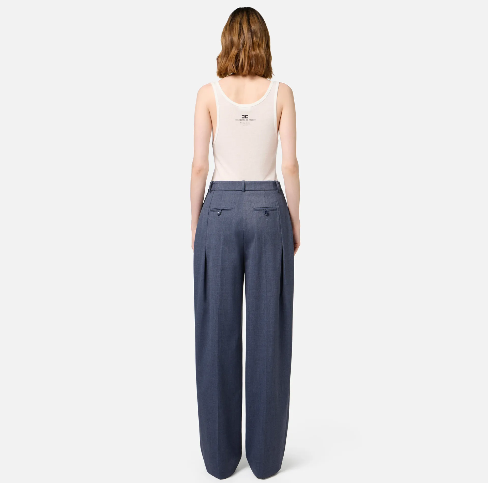 Elisabetta Franchi Top And T-Shirts|Wool and jersey top with logo Ivory