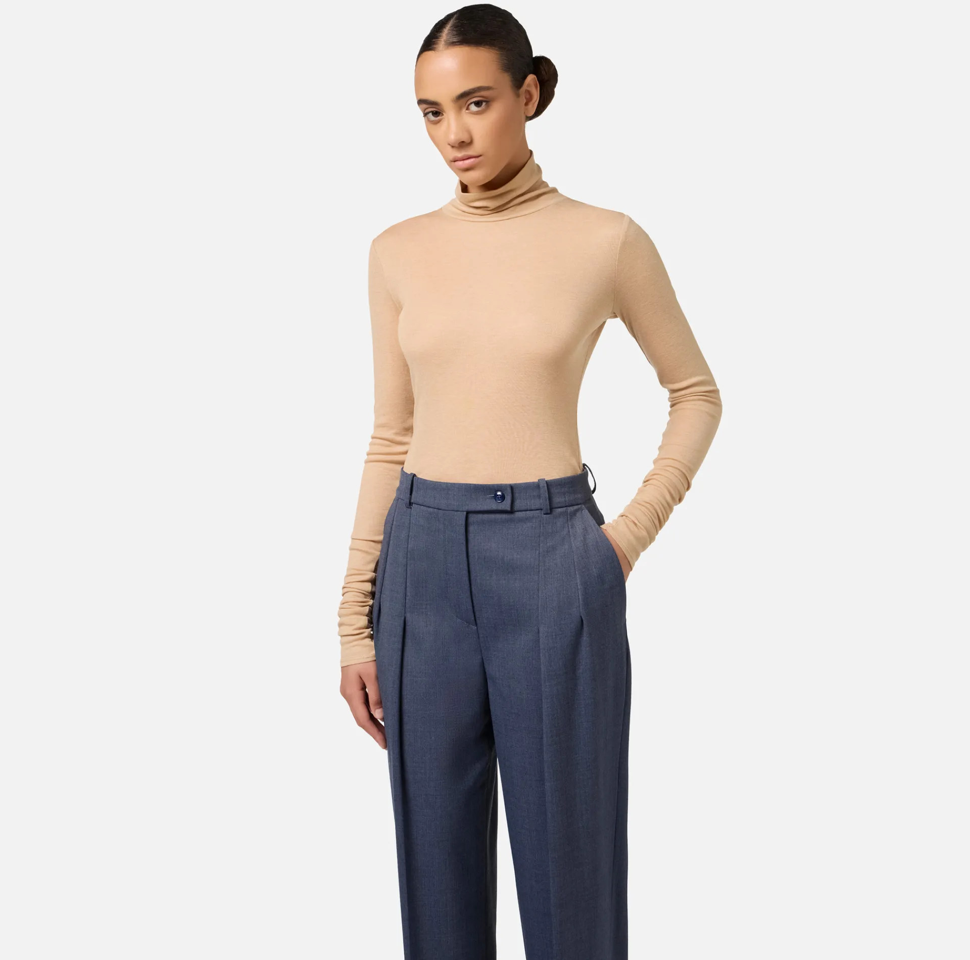Elisabetta Franchi Top And T-Shirts|Wool and jersey turtleneck with logo