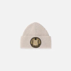 Elisabetta Franchi Hats|Wool beanie with logo patch Butter
