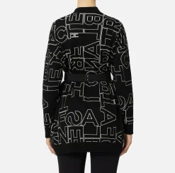 Elisabetta Franchi Knitwear And Sweatshirts|Wool blend cardigan with lettering Black/Butter