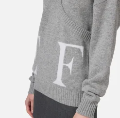 Elisabetta Franchi Knitwear And Sweatshirts|Wool blend crossover jumper with logo HeatherGrey/Ivory