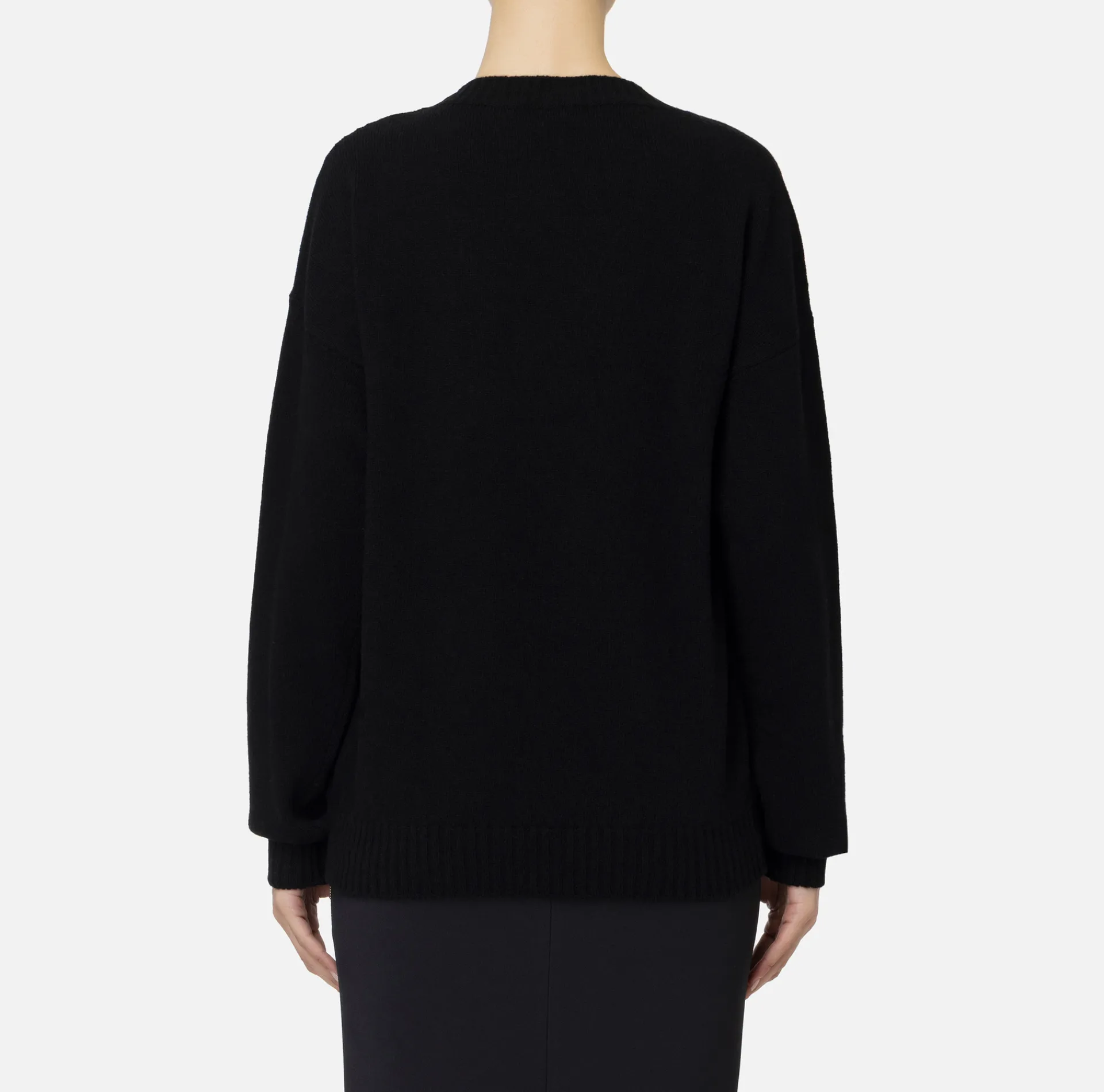 Elisabetta Franchi Knitwear And Sweatshirts|Wool blend crossover jumper with logo Black/Butter